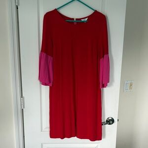 Crown & Ivy Red and Pink Long Sleeve Dress